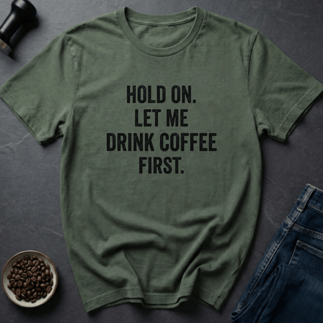 Coffee graphic Caffeine Pause T-Shirt in Military Green / S by Caffeine Dept
