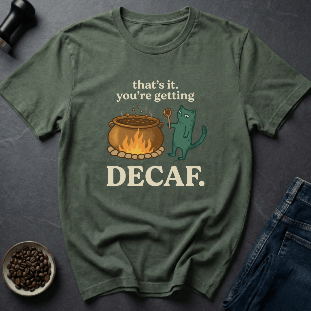 Coffee graphic Caffeine Revoked T-Shirt in Military Green / S by Caffeine Dept