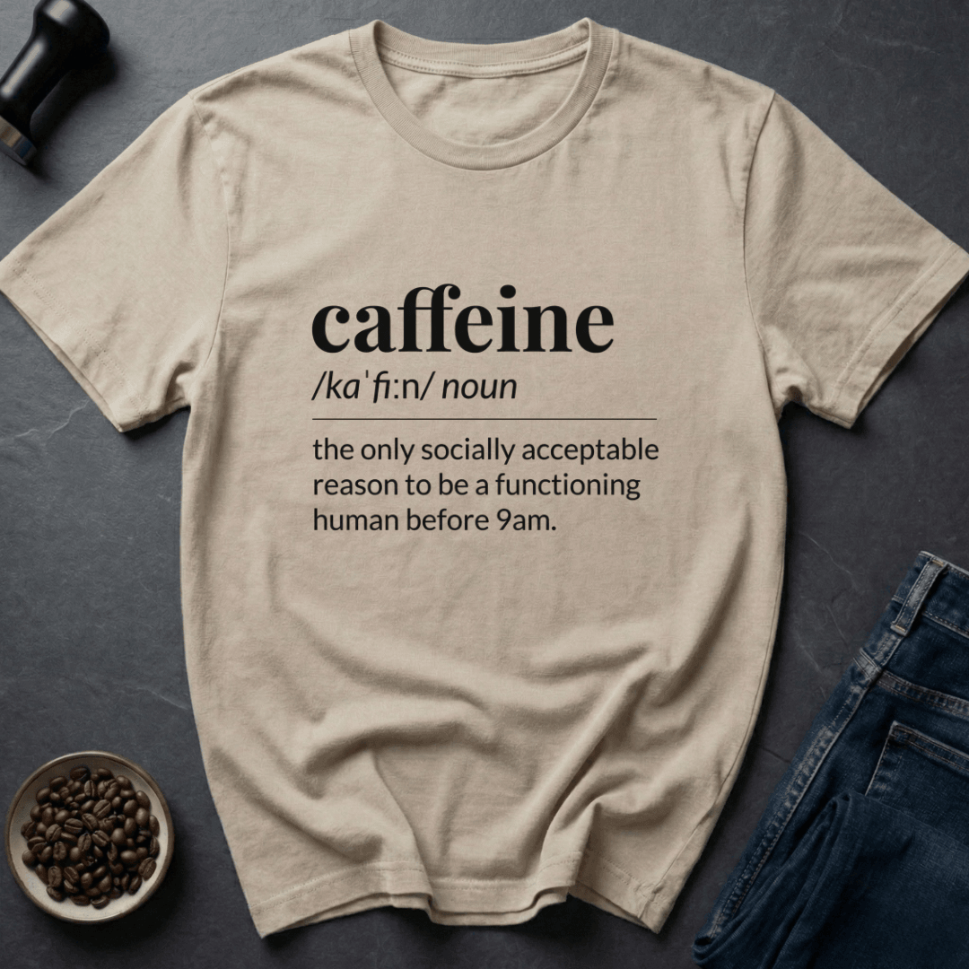 Coffee graphic Caffeine Rules T-Shirt in Sand / S by Caffeine Dept