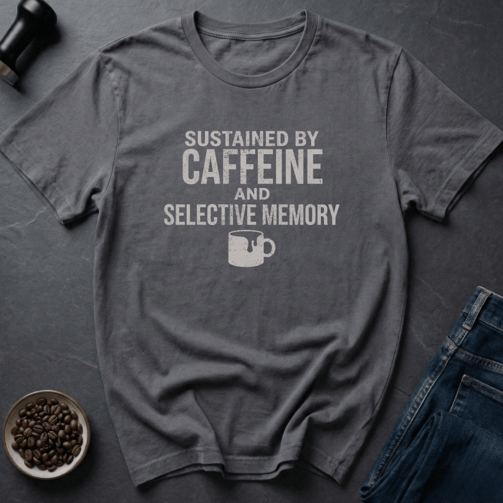 Coffee graphic Caffeine Sustained T-Shirt in Charcoal / S by Caffeine Dept
