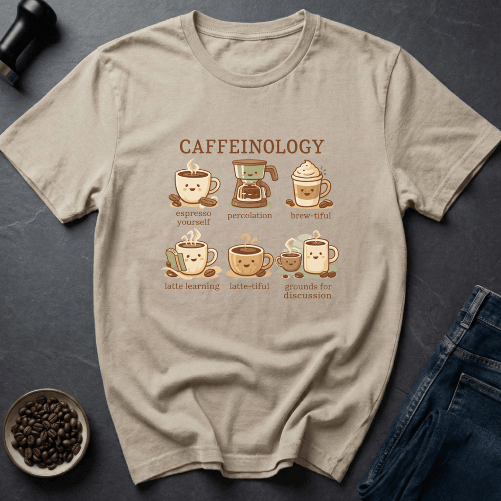 Coffee graphic Caffeinology T-Shirt in Sand / S by Caffeine Dept