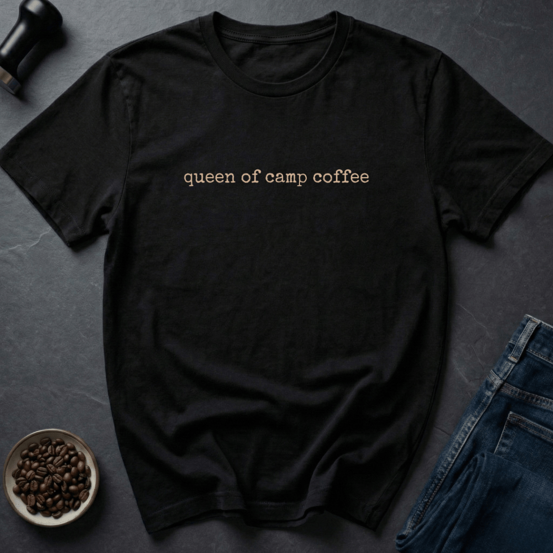 Coffee graphic Camp Queen T-Shirt in Black / S by Caffeine Dept