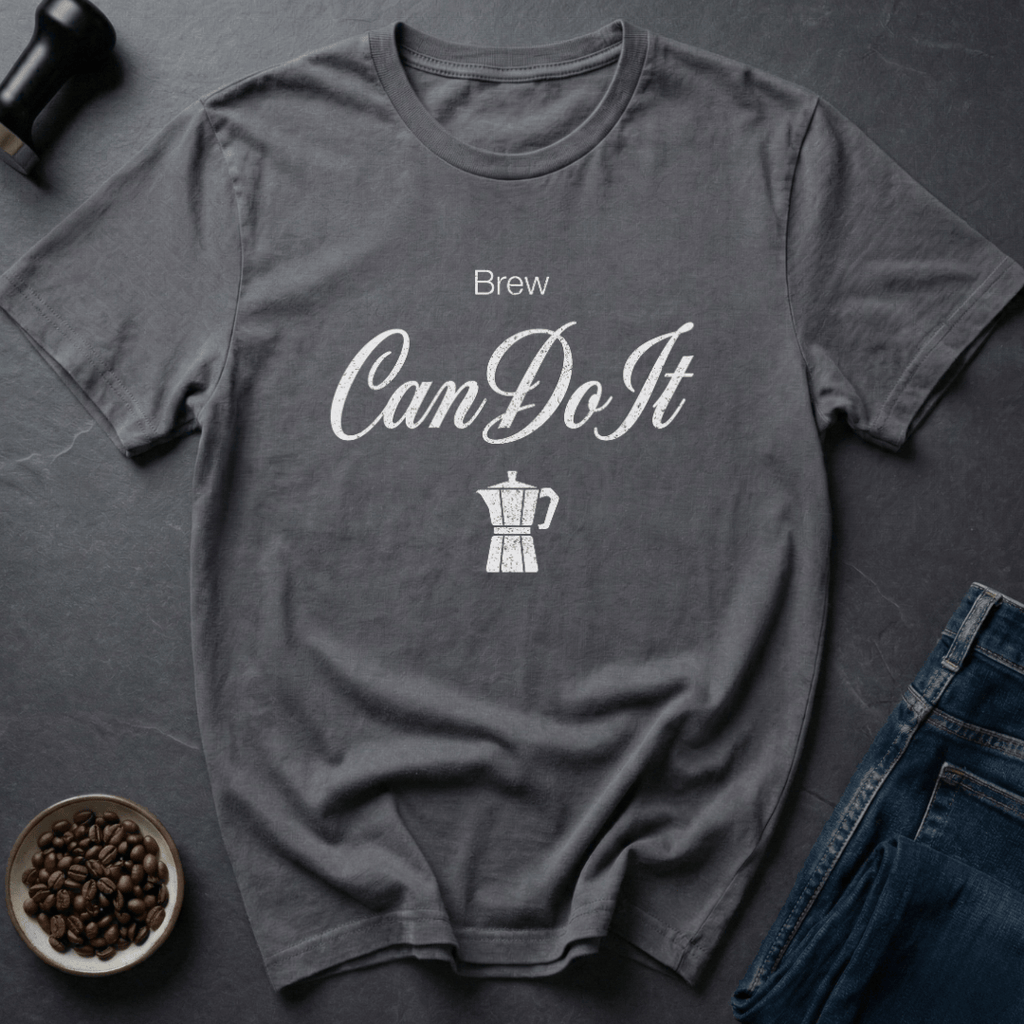 Coffee graphic Can Do Brew T-Shirt in Charcoal / S by Caffeine Dept