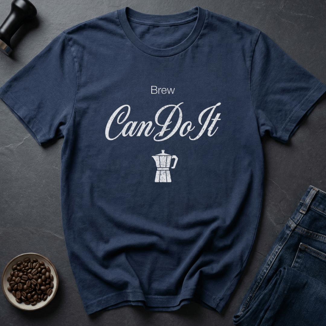 Coffee graphic Can Do Brew T-Shirt in Navy / S by Caffeine Dept