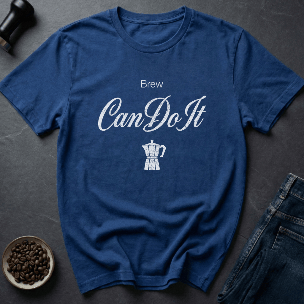 Coffee graphic Can Do Brew T-Shirt in Royal / S by Caffeine Dept