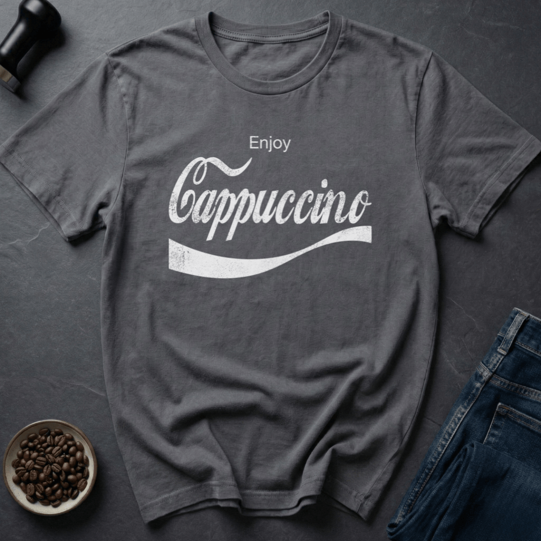 Coffee graphic Cappuccino Lover T-Shirt in Charcoal / S by Caffeine Dept
