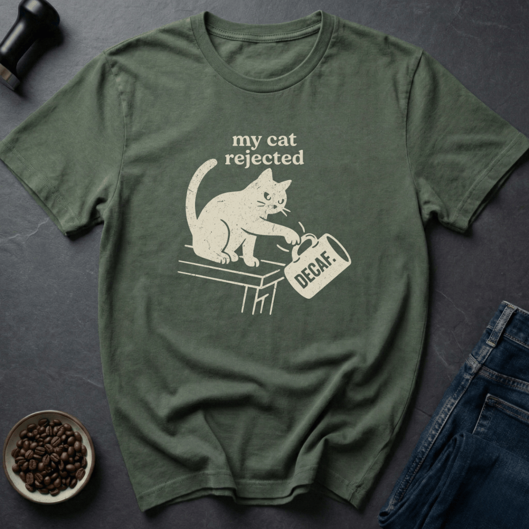 Coffee graphic Cat Approved T-Shirt in Military Green / S by Caffeine Dept