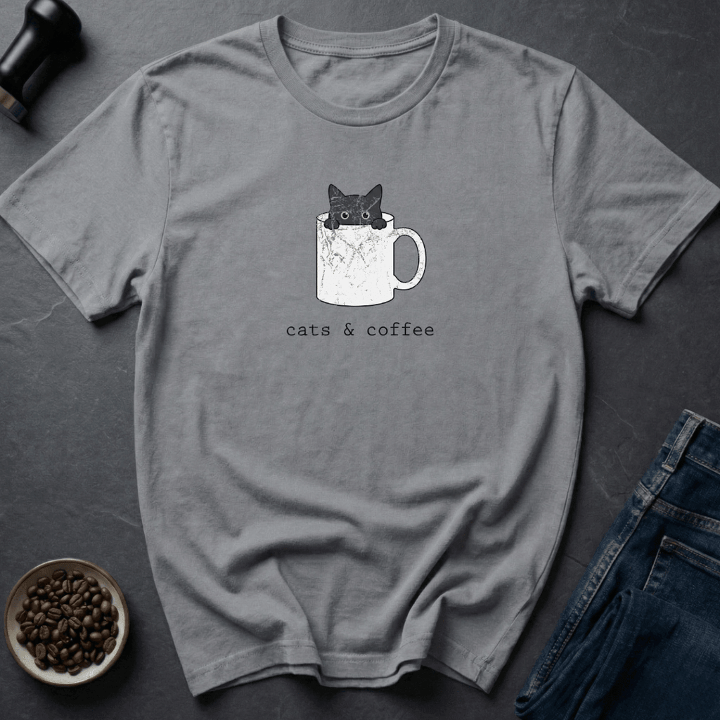 Coffee graphic Cats & Coffee T-shirt in Sand / S by Caffeine Dept
