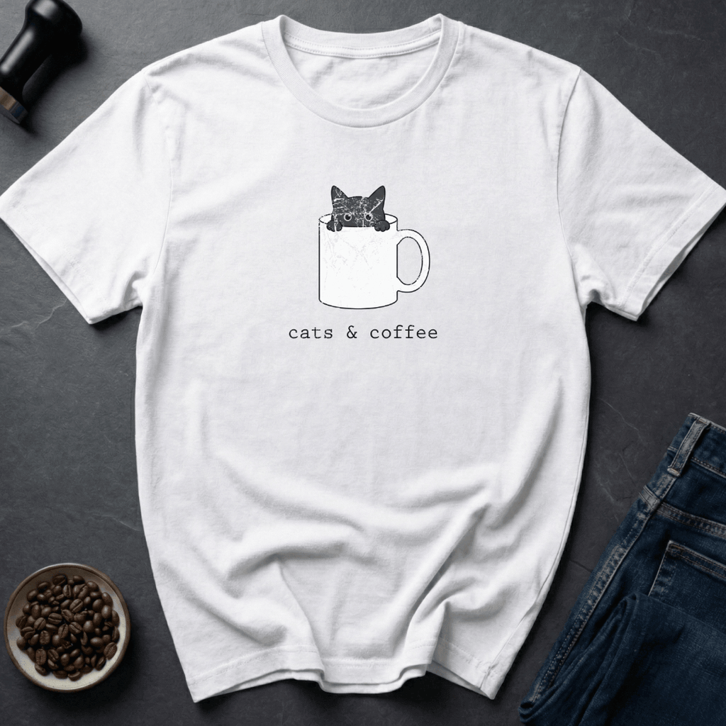 Coffee graphic Cats & Coffee T-shirt in Sand / S by Caffeine Dept