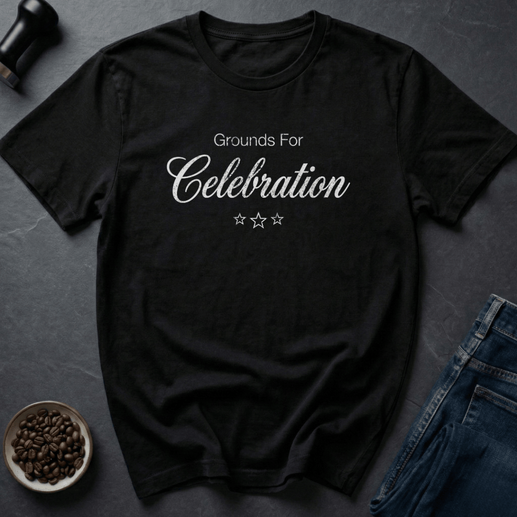 Coffee graphic Celebrate Coffee T-Shirt in Black / S by Caffeine Dept