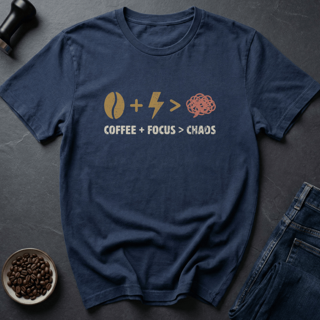 Coffee graphic Chaos Solved T-Shirt in Charcoal / S by Caffeine Dept