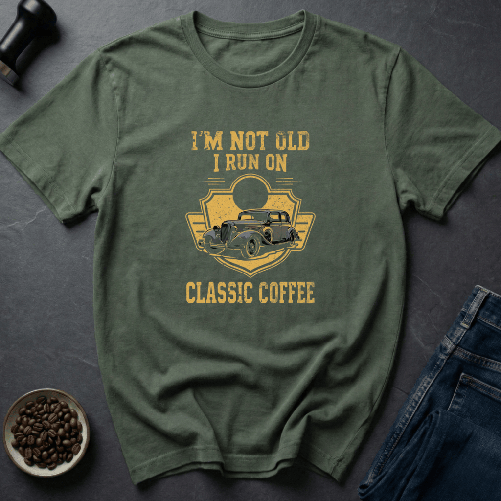 Coffee graphic Classic Caffeine T-Shirt in Military Green / S by Caffeine Dept