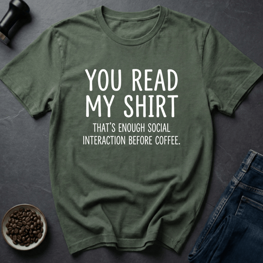 Coffee graphic Coffee Boundaries T-Shirt in Military Green / S by Caffeine Dept