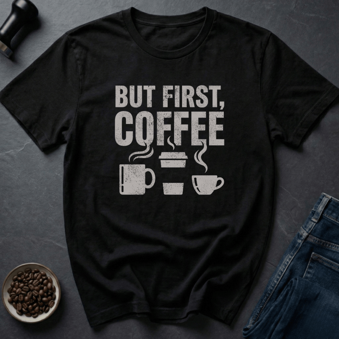 Coffee graphic Coffee Comes T-Shirt in Black / S by Caffeine Dept