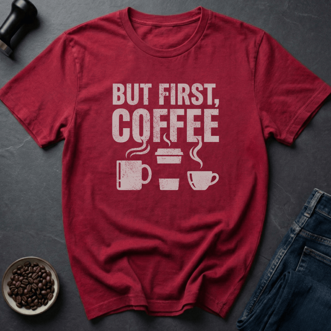 Coffee graphic Coffee Comes T-Shirt in Heather Red / S by Caffeine Dept