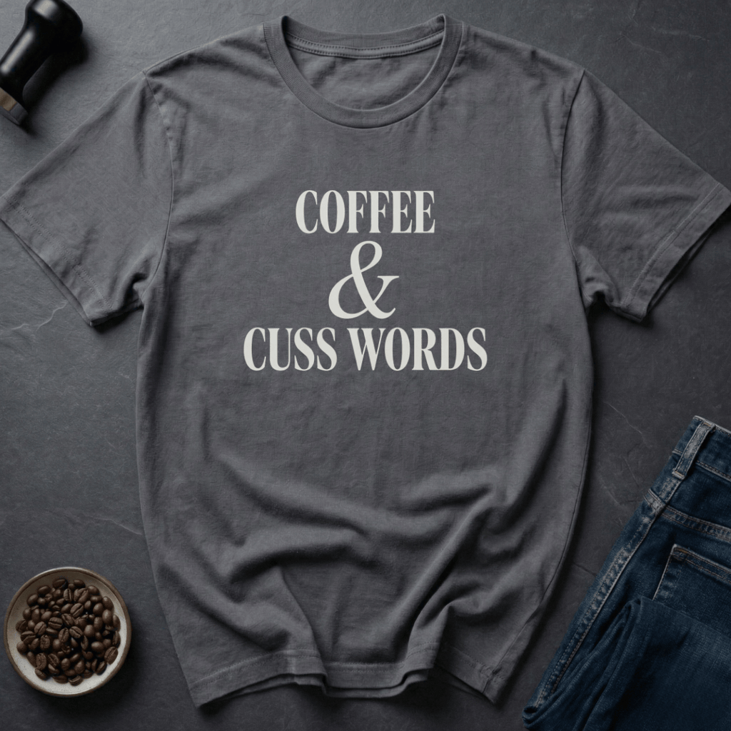 Coffee graphic Coffee Cuss Words T-Shirt in Military Green / S by Caffeine Dept