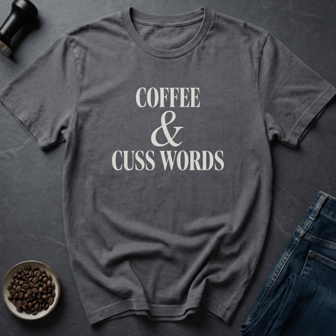 Coffee graphic Coffee Cuss Words T-Shirt in Military Green / S by Caffeine Dept