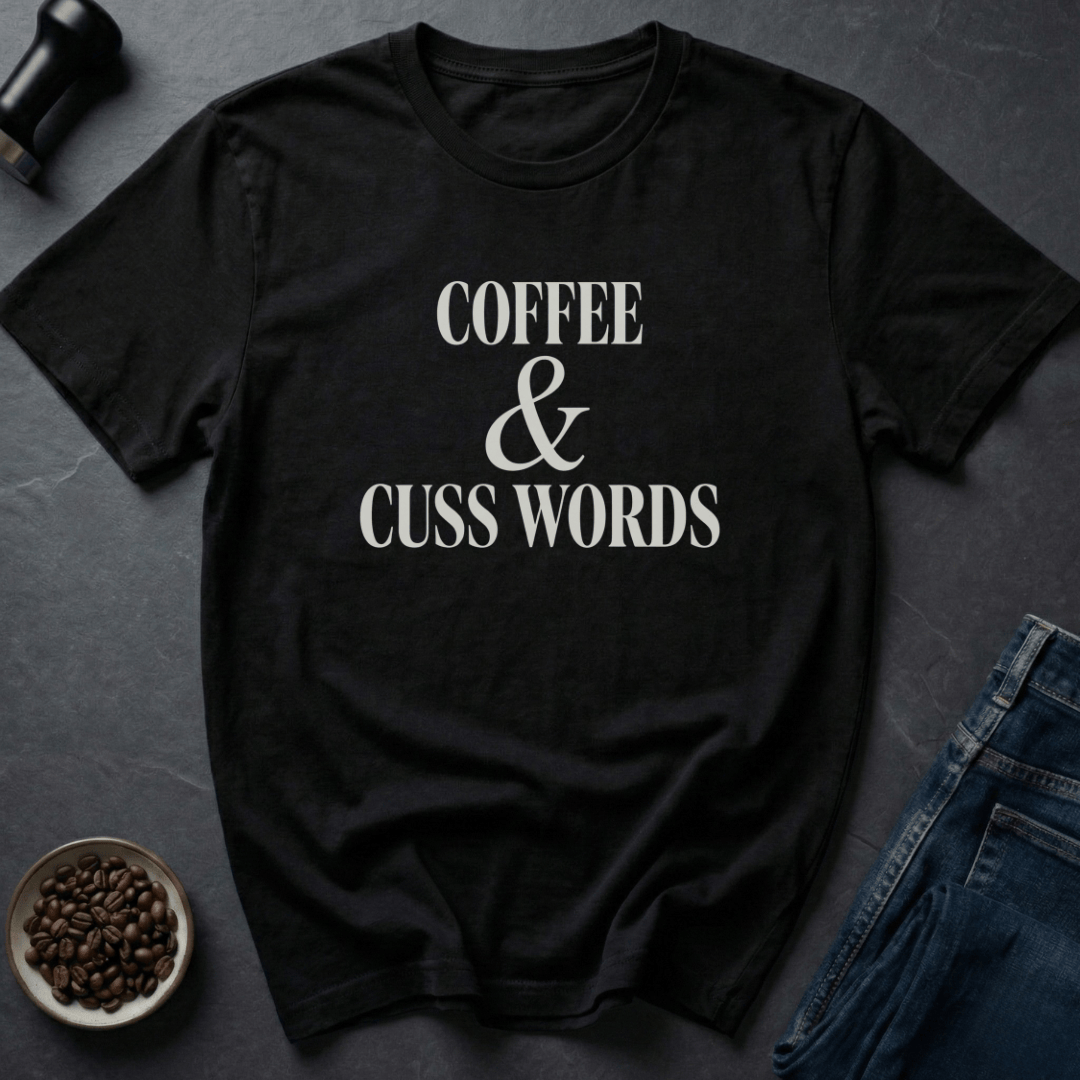Coffee graphic Coffee Cuss Words T-Shirt in Military Green / S by Caffeine Dept
