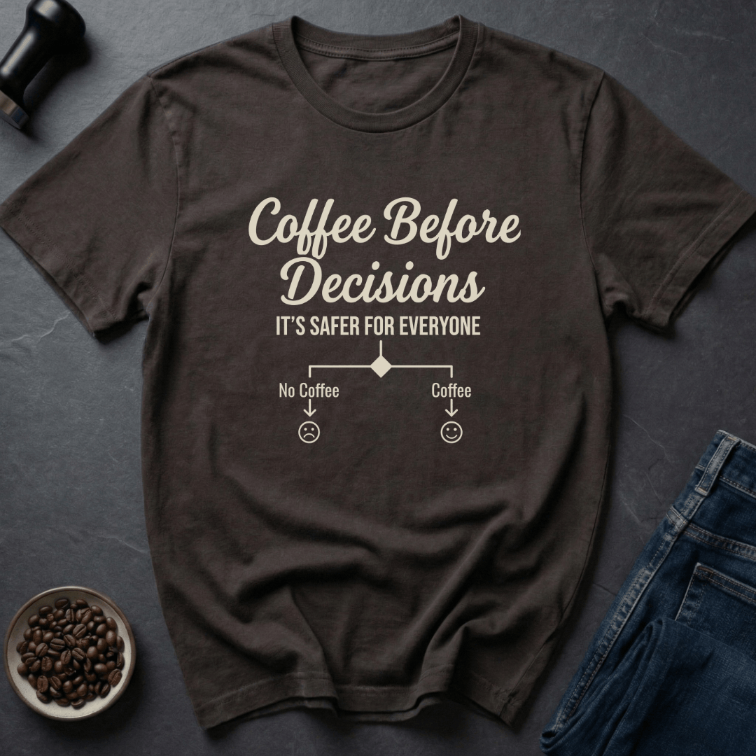 Coffee graphic Coffee Decisions T-Shirt in Dark Chocolate / S by Caffeine Dept