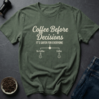 Coffee graphic Coffee Decisions T-Shirt in Military Green / S by Caffeine Dept
