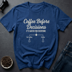 Coffee graphic Coffee Decisions T-Shirt in Royal / S by Caffeine Dept