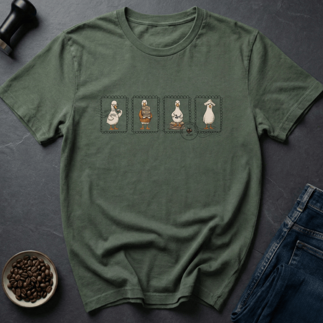 Coffee graphic Coffee Duck T-Shirt in Military Green / S by Caffeine Dept