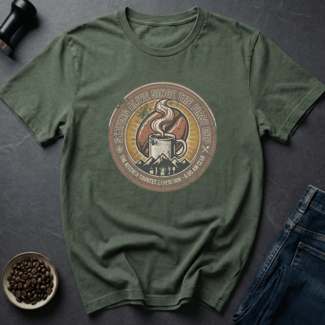 Coffee graphic Coffee Expedition T-Shirt in Military Green / S by Caffeine Dept