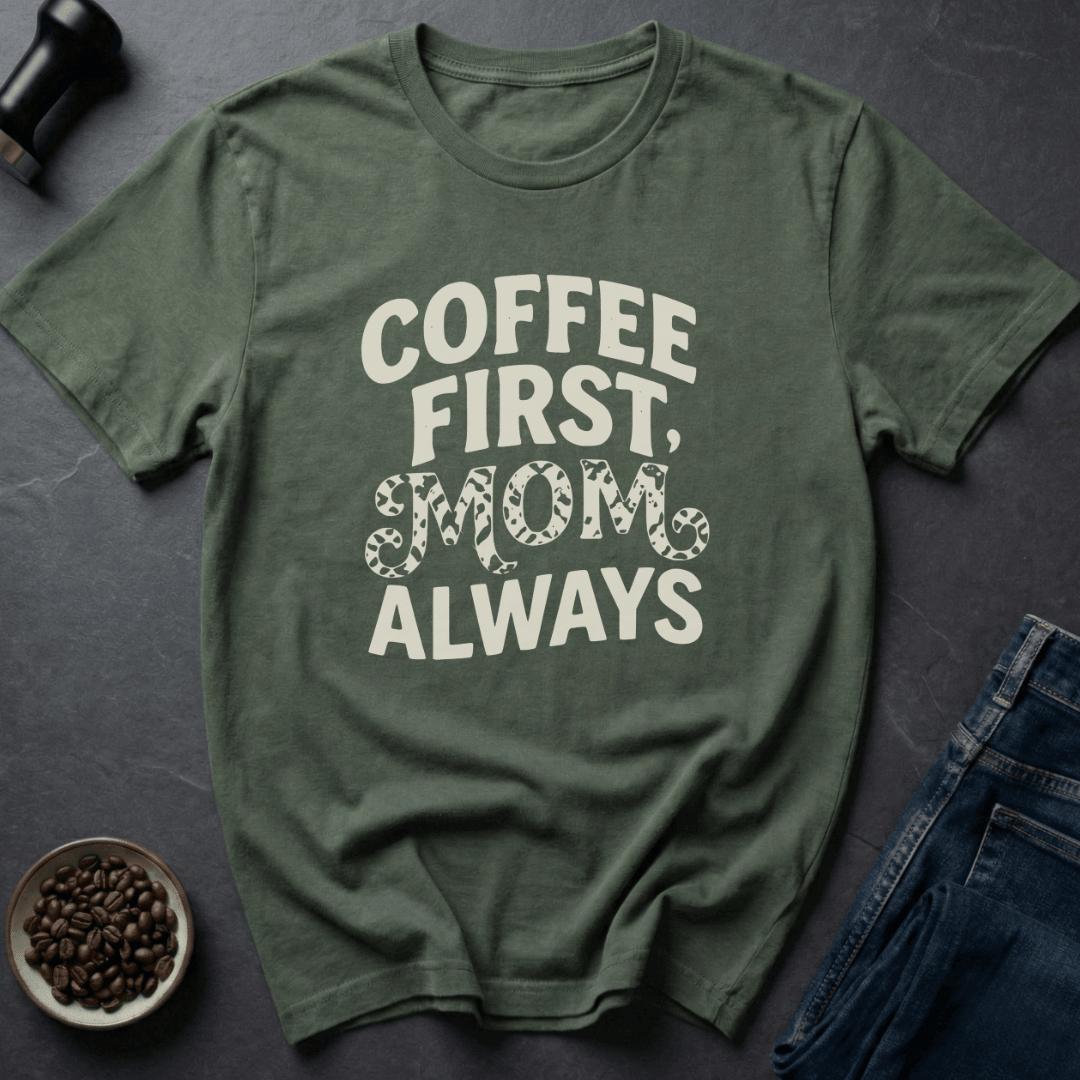 Coffee graphic Coffee First Mom... T-Shirt in Charcoal / S by Caffeine Dept