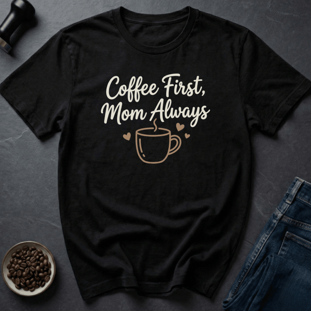 Coffee graphic Coffee First Mom T-Shirt in Charcoal / S by Caffeine Dept