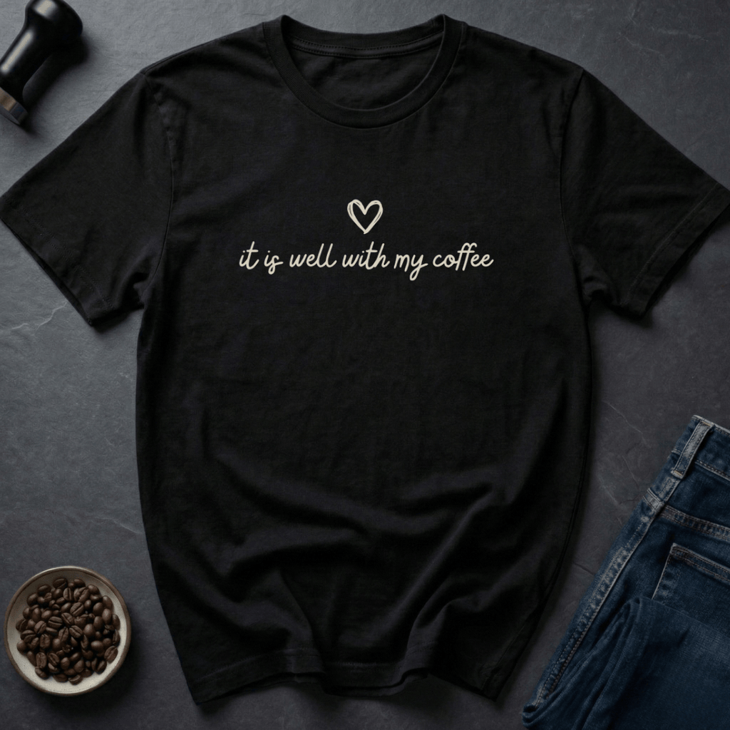 Coffee graphic Coffee & Grace T-Shirt in Black / S by Caffeine Dept