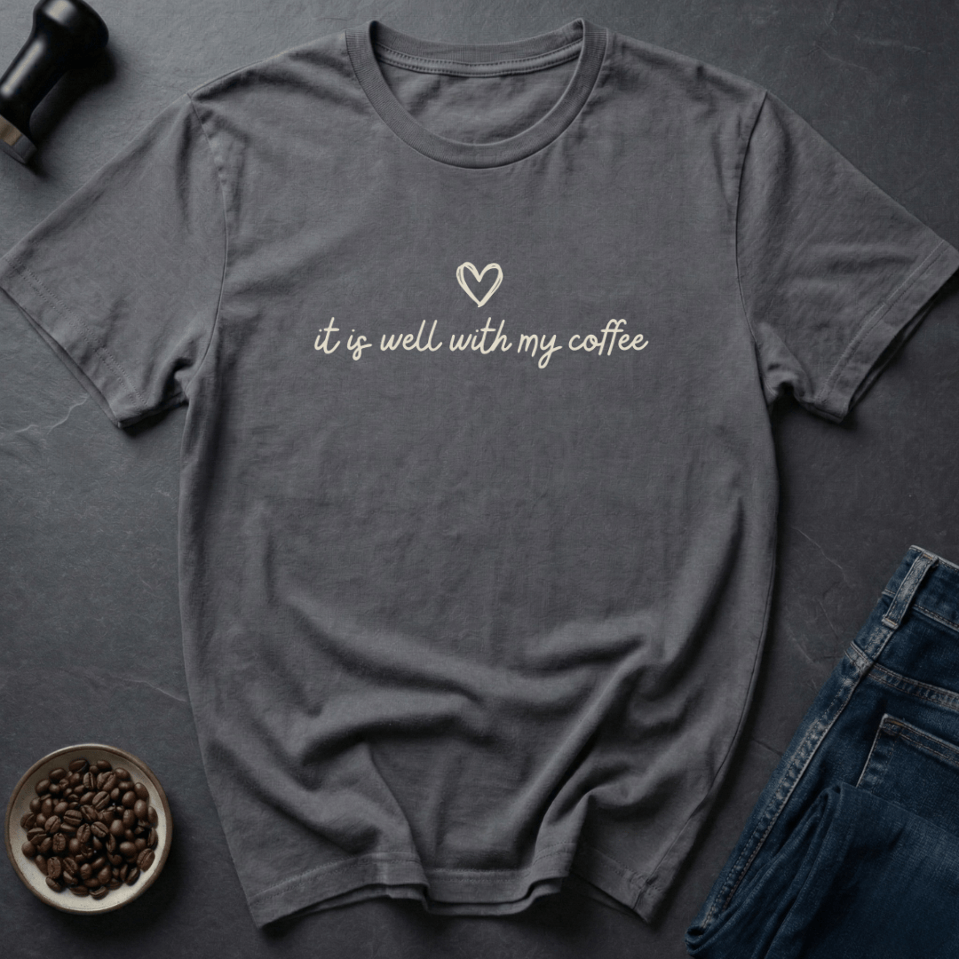 Coffee graphic Coffee & Grace T-Shirt in Charcoal / S by Caffeine Dept
