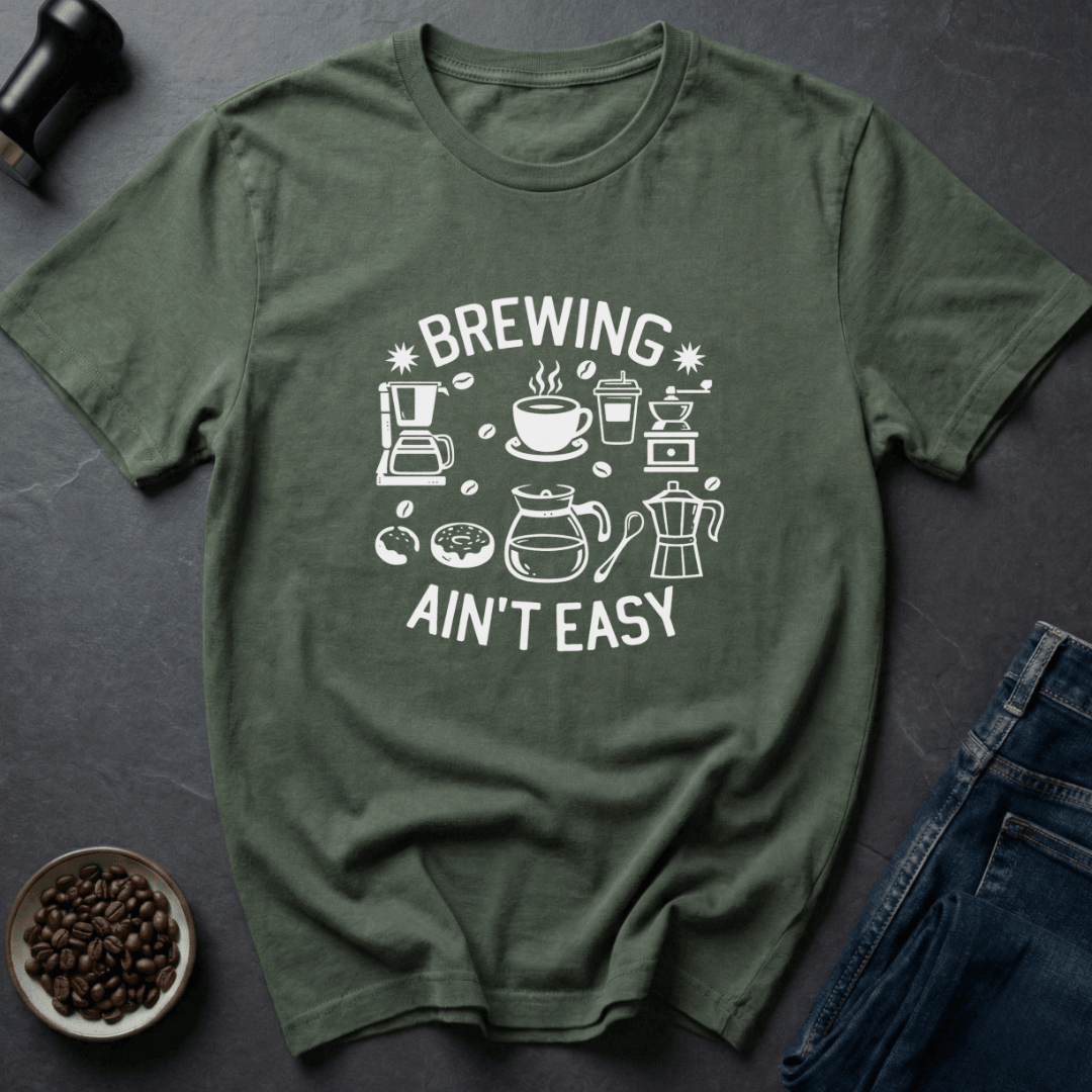 Coffee graphic Coffee Hustle T-Shirt in Military Green / S by Caffeine Dept