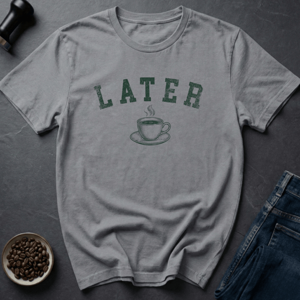 Coffee graphic Coffee Later T-Shirt in Sand / S by Caffeine Dept
