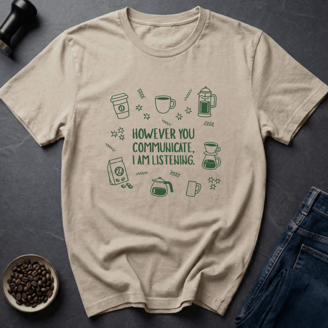 Coffee graphic Coffee Listener T-Shirt in Sand / S by Caffeine Dept