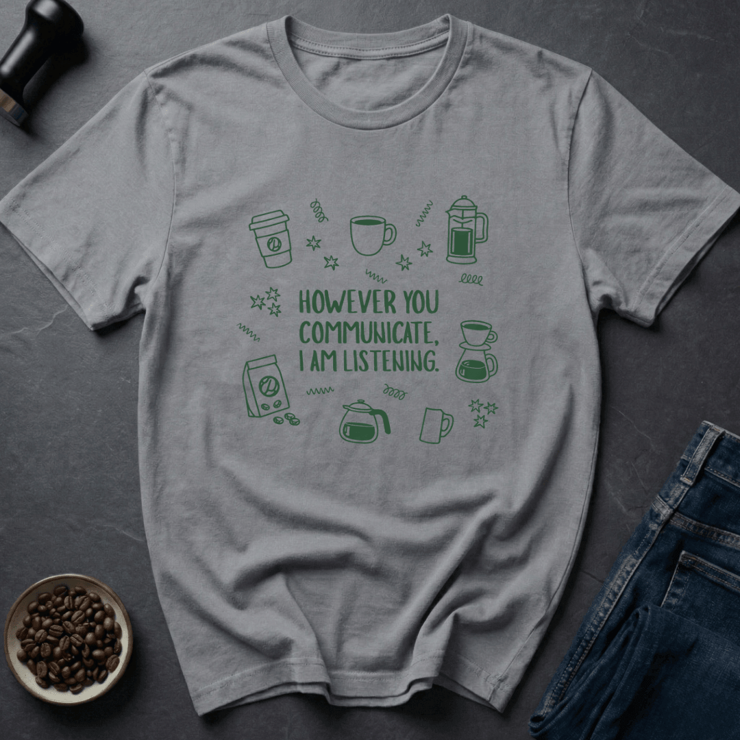Coffee graphic Coffee Listener T-Shirt in Sand / S by Caffeine Dept