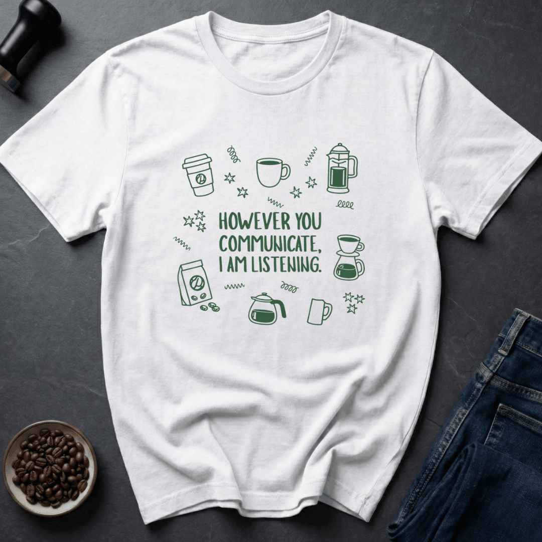 Coffee graphic Coffee Listener T-Shirt in Sand / S by Caffeine Dept