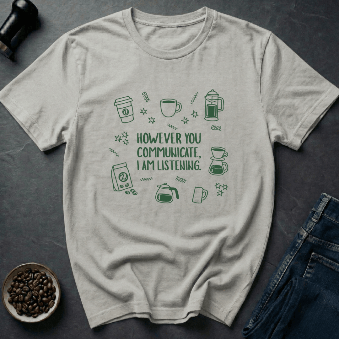 Coffee graphic Coffee Listener T-Shirt in Sand / S by Caffeine Dept