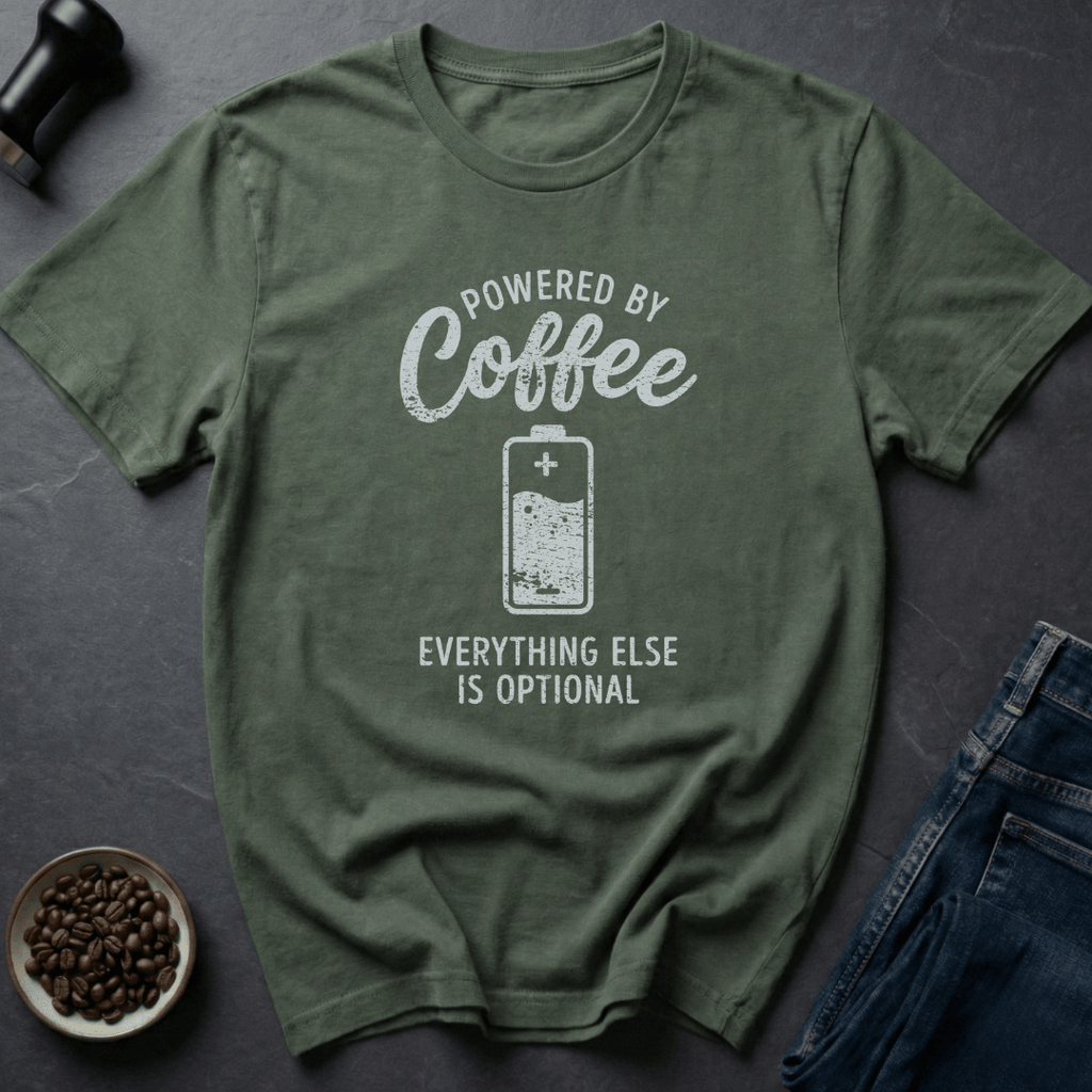 Coffee graphic Coffee Powered T-Shirt in Military Green / S by Caffeine Dept