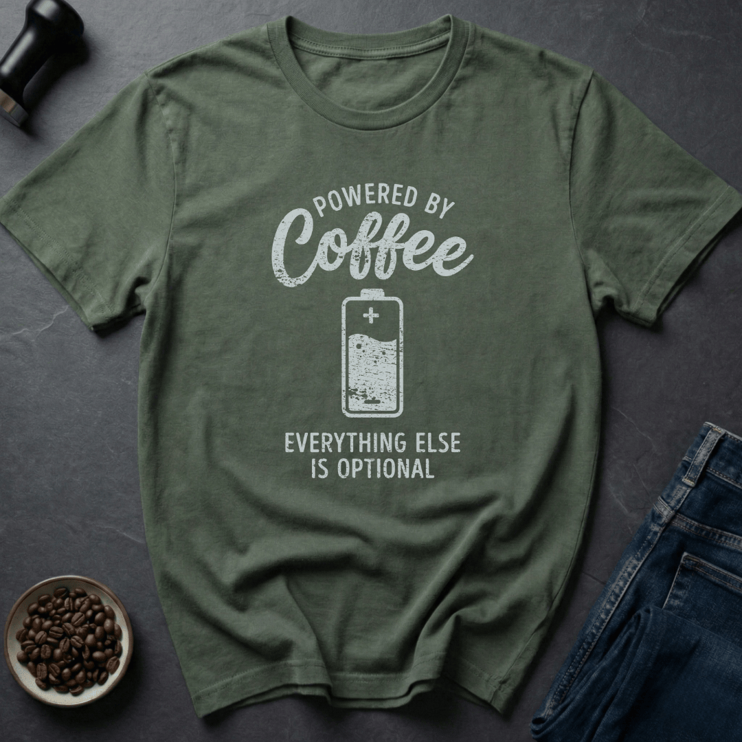 Coffee graphic Coffee Powered T-Shirt in Military Green / S by Caffeine Dept