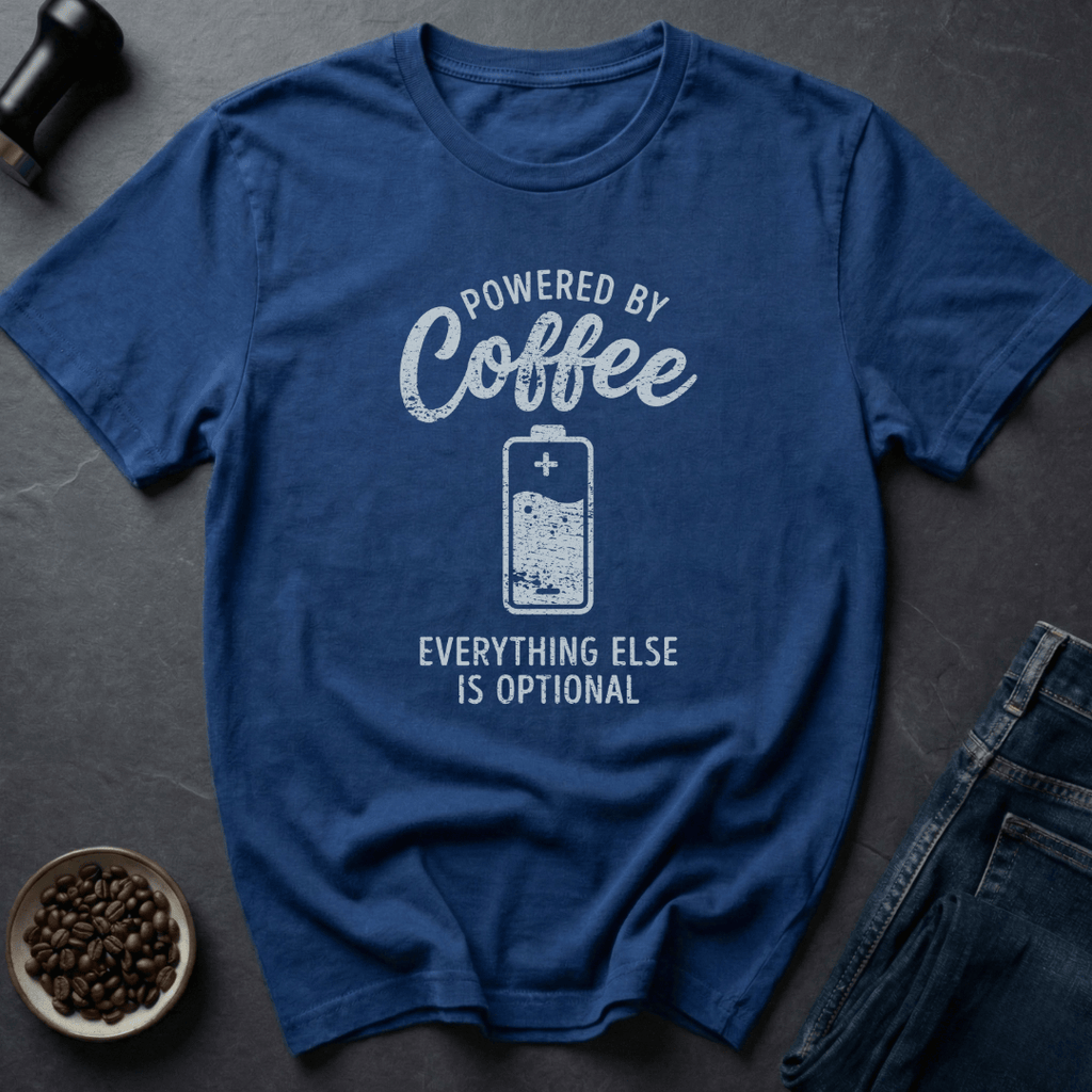Coffee graphic Coffee Powered T-Shirt in Royal / S by Caffeine Dept