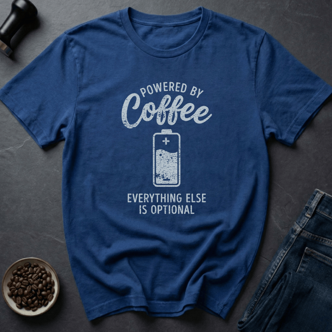 Coffee graphic Coffee Powered T-Shirt in Royal / S by Caffeine Dept
