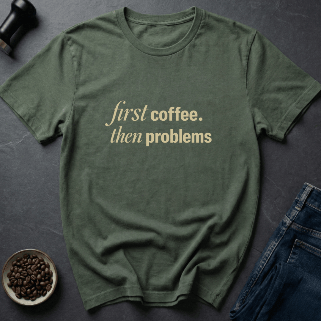 Coffee graphic Coffee Then T-Shirt in Military Green / S by Caffeine Dept