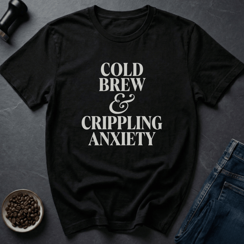 Coffee graphic Cold Brew Anxiety T-Shirt in Charcoal / S by Caffeine Dept
