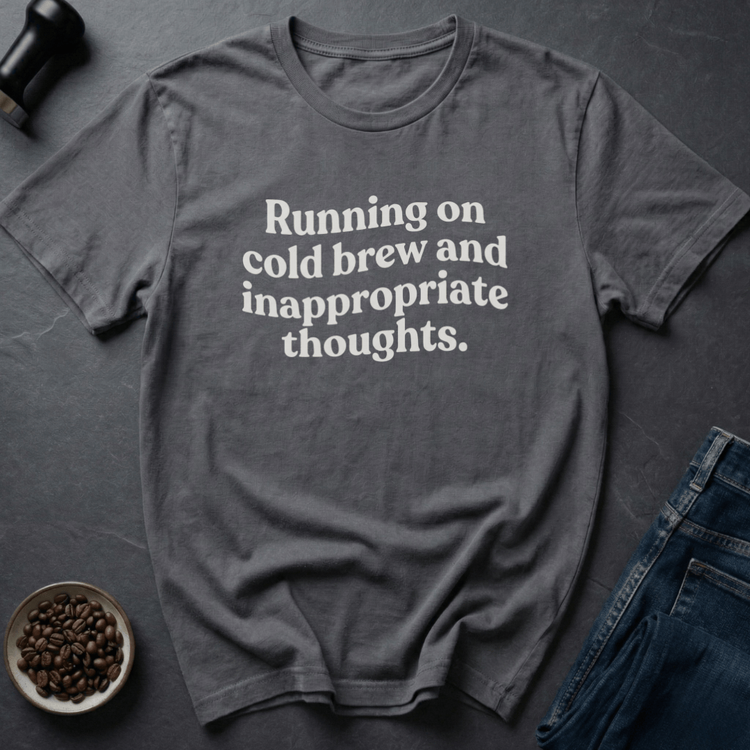 Coffee graphic Cold Brew Thoughts T-Shirt in Charcoal / S by Caffeine Dept