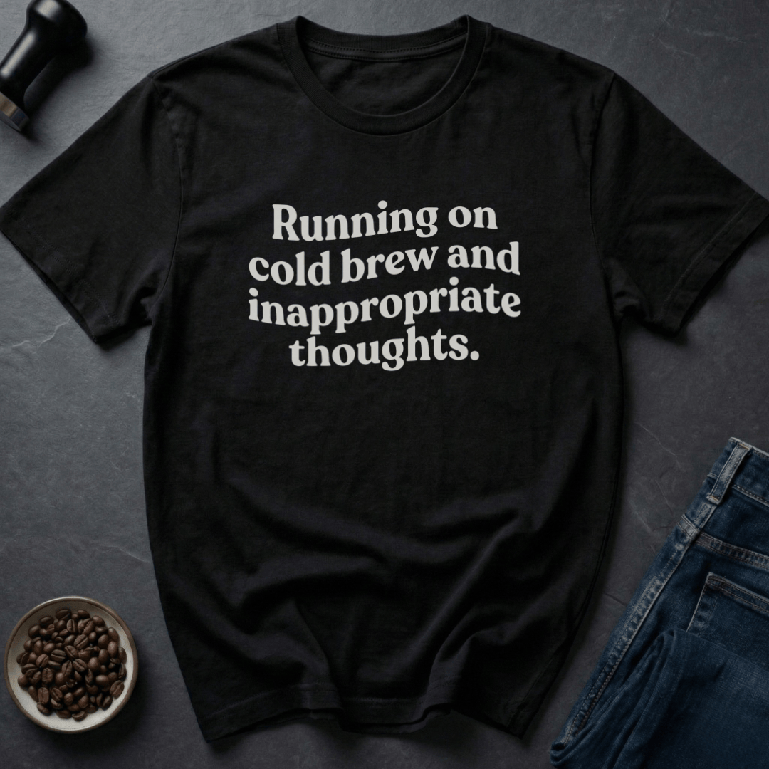 Coffee graphic Cold Brew Thoughts T-Shirt in Charcoal / S by Caffeine Dept