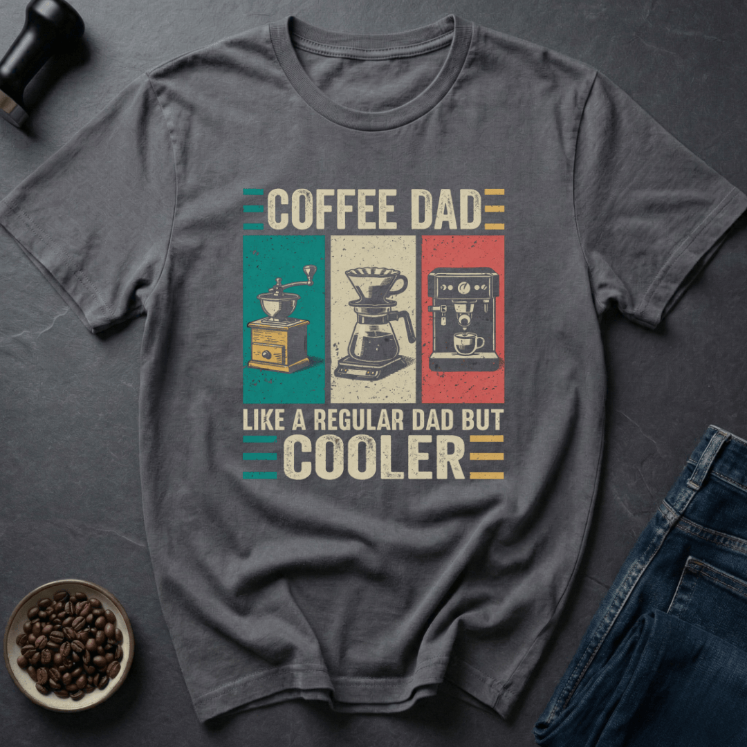 Coffee graphic Cooler Dad T-Shirt in Charcoal / S by Caffeine Dept