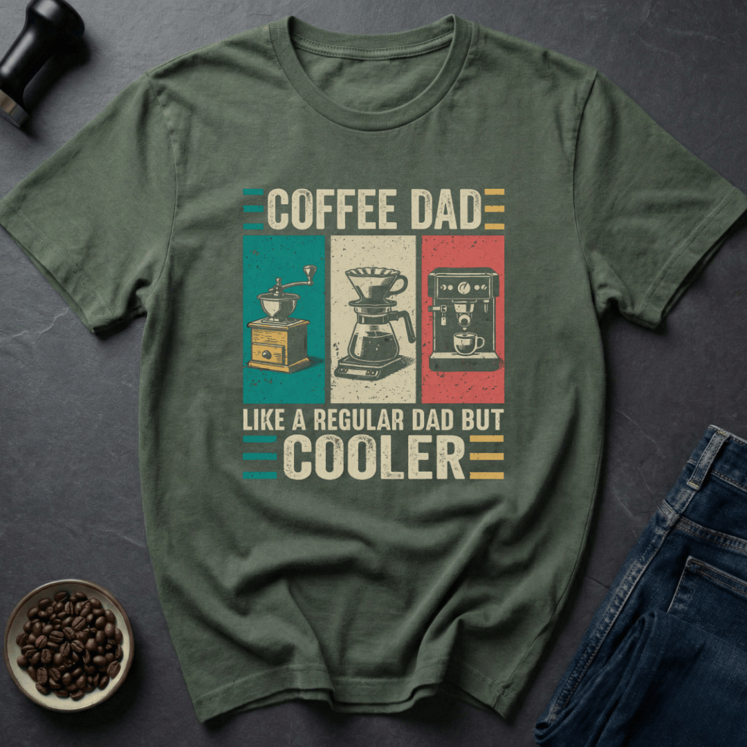 Coffee graphic Cooler Dad T-Shirt in Charcoal / S by Caffeine Dept