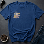 Coffee graphic Cozy Brew T-Shirt in Royal / S by Caffeine Dept