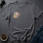 Coffee graphic Cozy Brew T-Shirt in Royal / S by Caffeine Dept
