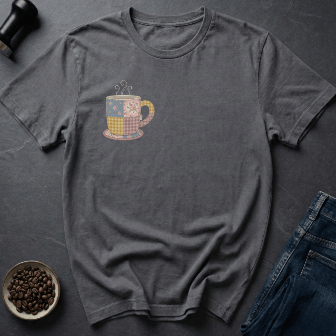 Coffee graphic Cozy Brew T-Shirt in Royal / S by Caffeine Dept